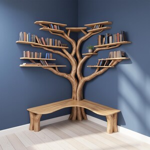 Libreria Angolare A Forma Di Albero Per Bambini - Scaffale Per Libri E Giocattoli, In Legno, Verde, 109 Cm