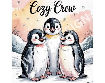 Cute Penguin PNG – Winter Animal Clipart, Christmas Penguin Digital Download, Sublimation Design for Mug, T-shirt, Wall Art