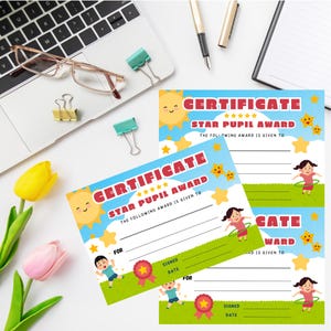 Kids award | certificates | star pupil | well done | kids reward | home schooling | classroom learning | teachers certificates for kids