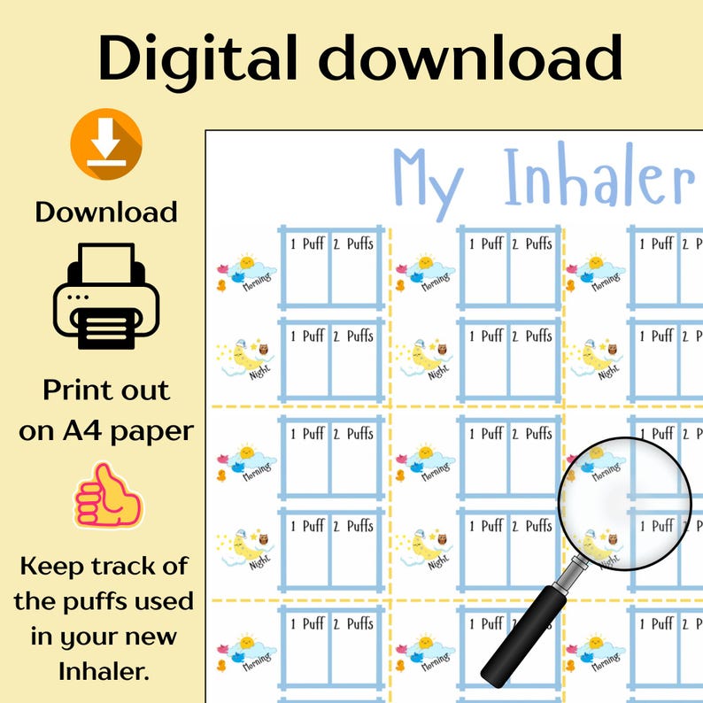 Inhaler Tracker | Kids Inhaler Chart | Medication Tracker - Etsy