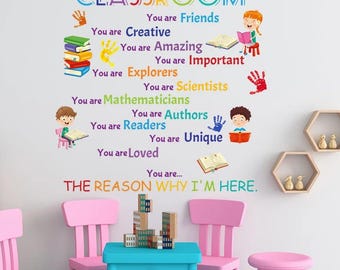 Inspirational Classroom Vinyl Wall Decal: Positive Quotes Decor, Study Room Wall Decal, Homeschool Decor, Kids Classroom, Nursery Wall Art