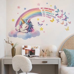 Unicorn Wall Decals: Pastel Nursery Stickers, Girls Room Decor