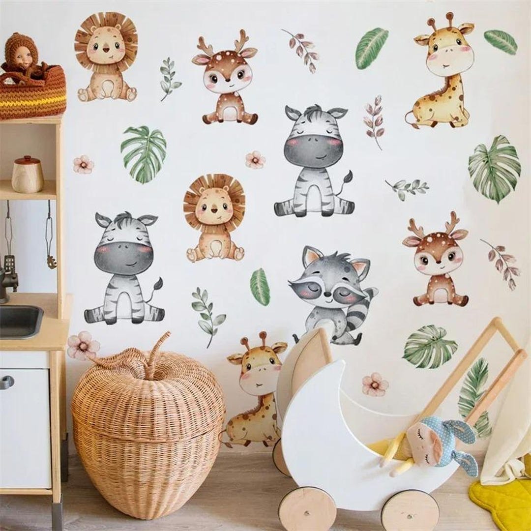 Safari Animal Wall Decals: Removable Jungle Nursery Decor, Safari ...