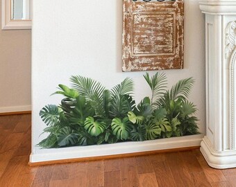 Tropical Green Leaf Wall Decal – Removable Jungle Plant Border Sticker for Living Room, Entryway & Bedroom – Large Botanical Wall Decor