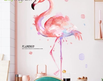 Tropical Flamingo Wall Decals: Removable Pink Bird Stickers