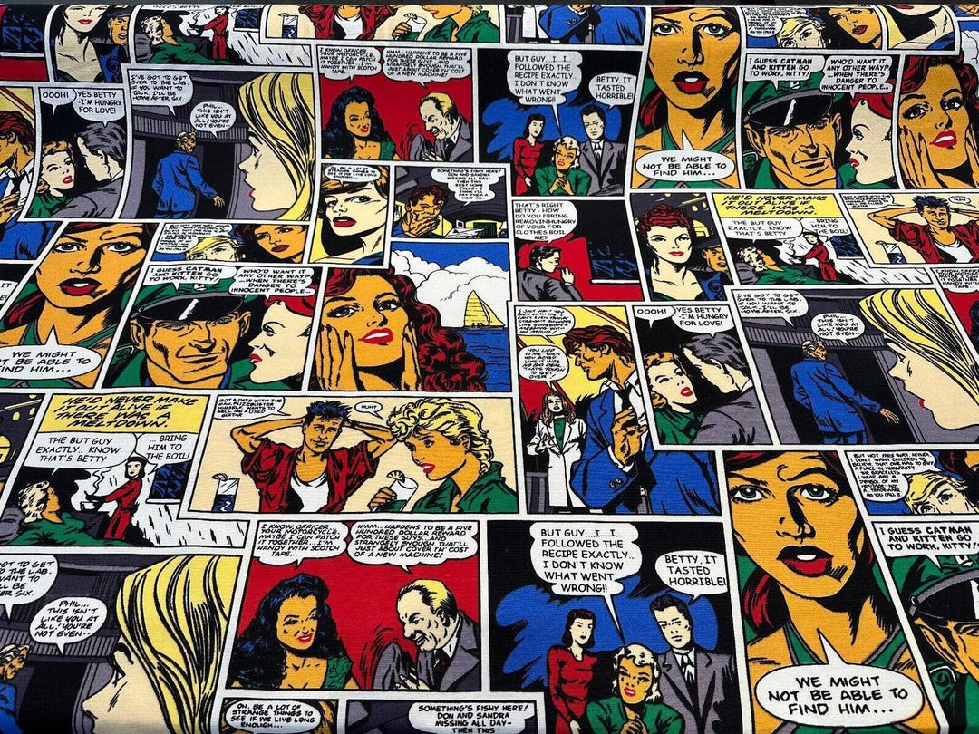 100% Cotton Printed Linen Digital Comic Book Strip - Fabric Comic Strip ...