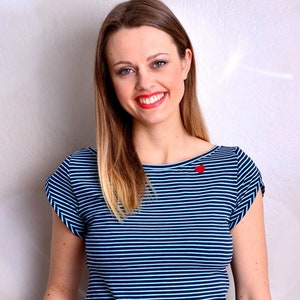 blue & turquoise striped jersey top SANDRA stripes heart by STADTKIND POTSDAM image 1