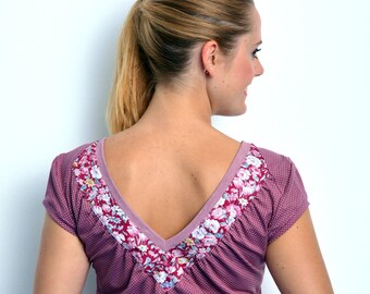 berry jersey top polka dots flowers
