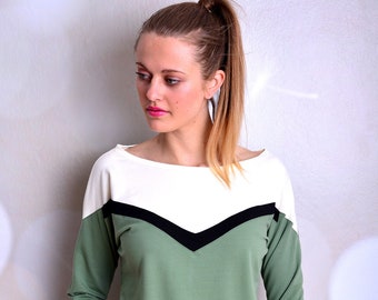 sweatshirt YVONNE women cream white sweater green by STADTKIND POTSDAM