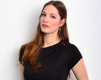 black jersey top VERA women with buttons by STADTKIND POTSDAM