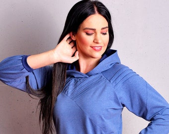 Robe à capuche GESINE manches raglan bleu Biesen Hoodie by STADTKIND POTSDAM