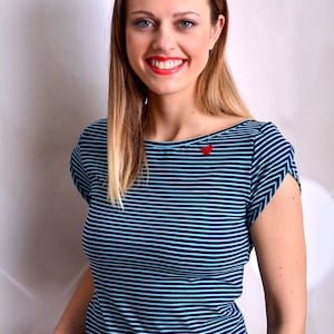 blue & turquoise striped jersey top SANDRA stripes heart by STADTKIND POTSDAM image 2