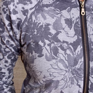 hoodie jacket DENISE grey flowers blossom by STADTKIND POTSDAM image 3