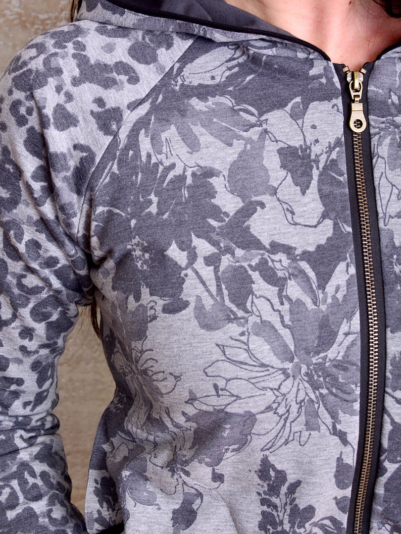 hoodie jacket DENISE grey flowers blossom by STADTKIND POTSDAM image 3