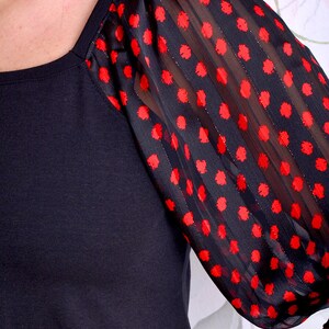 jersey top STEFANIE black speckle red polka dots by STADTKIND POTSDAM image 3