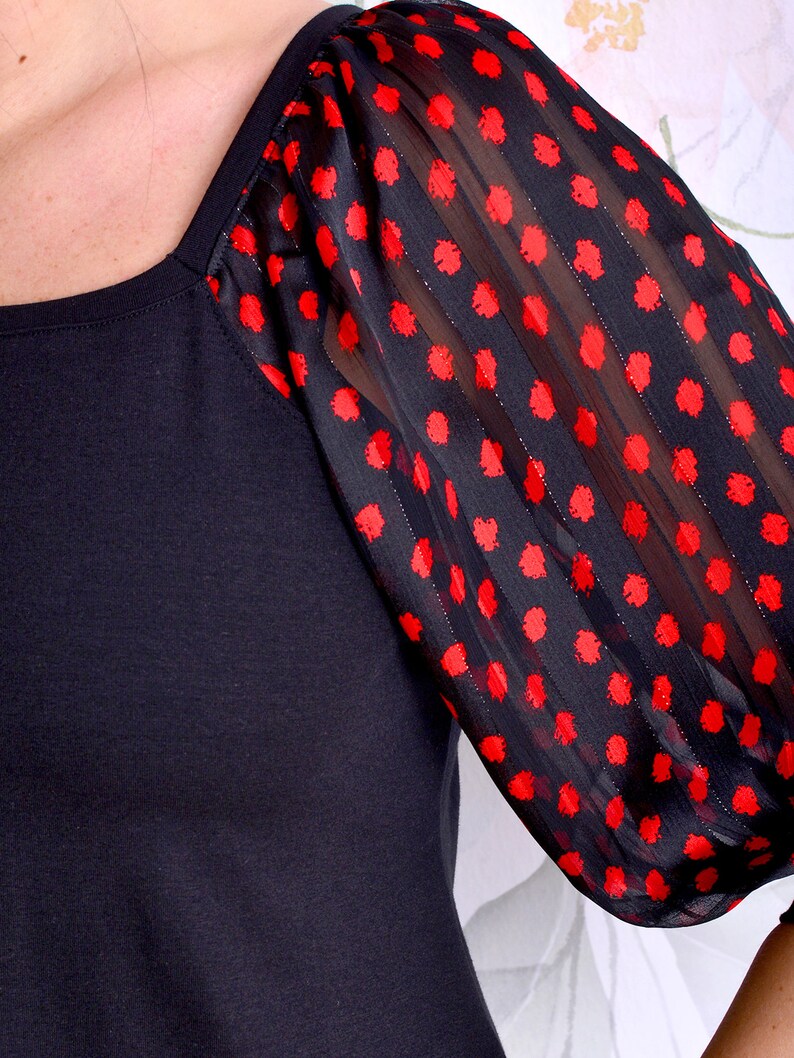 jersey top STEFANIE black speckle red polka dots by STADTKIND POTSDAM image 3