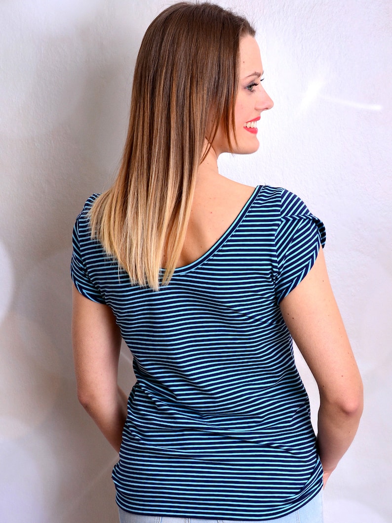 blue & turquoise striped jersey top SANDRA stripes heart by STADTKIND POTSDAM image 3