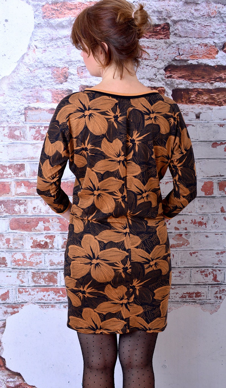 EXPRESS S womans dress DANIELA black /& brown flowers blossoms by Stadtkind Potsdam