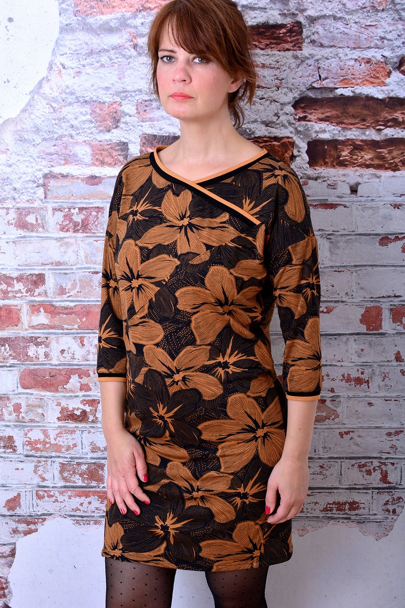 EXPRESS S womans dress DANIELA black /& brown flowers blossoms by Stadtkind Potsdam