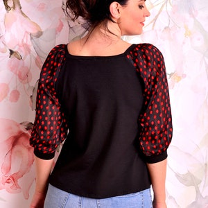 jersey top STEFANIE black speckle red polka dots by STADTKIND POTSDAM image 4