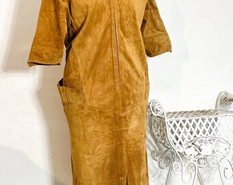 Massimo Dutti Women's Brown Goat Suede Leather Dress Sleeveless Pockets  Lined S - Etsy