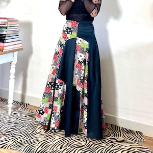 70s Cotton Bohemian Vintage Maxi Skirt   Floor length Size S