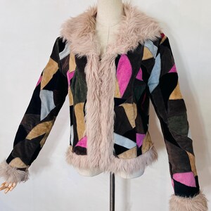 Veste Vintage Enfant Années 70 En Fausse Fourrure Bouclée - Taille 6-7 Ans - Style Matelassé