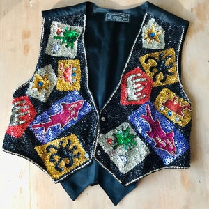 ヴィンテージ スパンコール ウエストコート マスターピース パリ ヴィンテージ 1980 年代 S/M