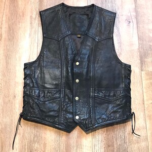 Vintage Leather Vest Lace Up - Etsy