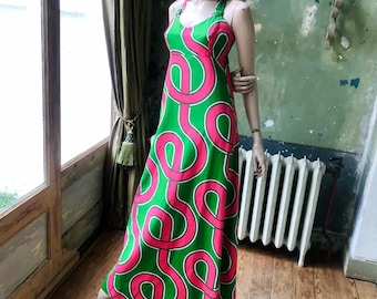 Space age MOD 1960s vintage Pierre Cardin Designer Haute Couture Maxi Dress Psychedelic Abstract Print