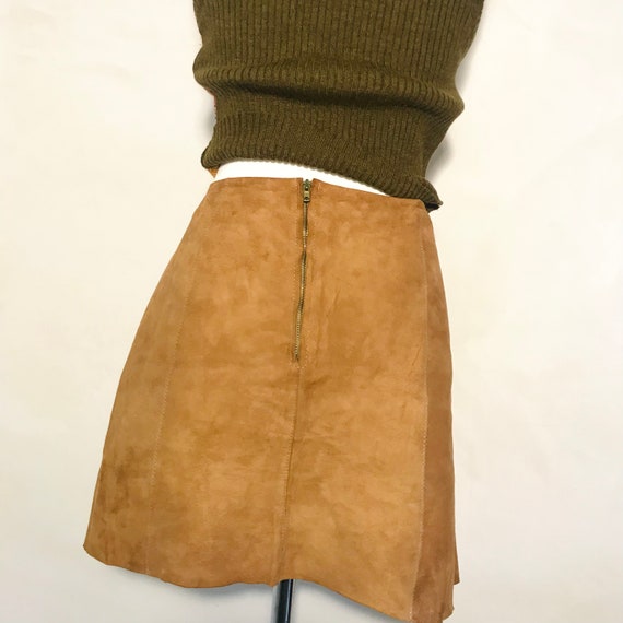 Vintage 1960s Suede Leather Patchwork Mini Skirt … - image 6
