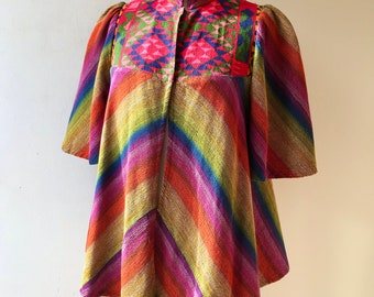 1970s Vintage RIKMA Israeli Blouse // Striped Cotton Folk // Size S-M