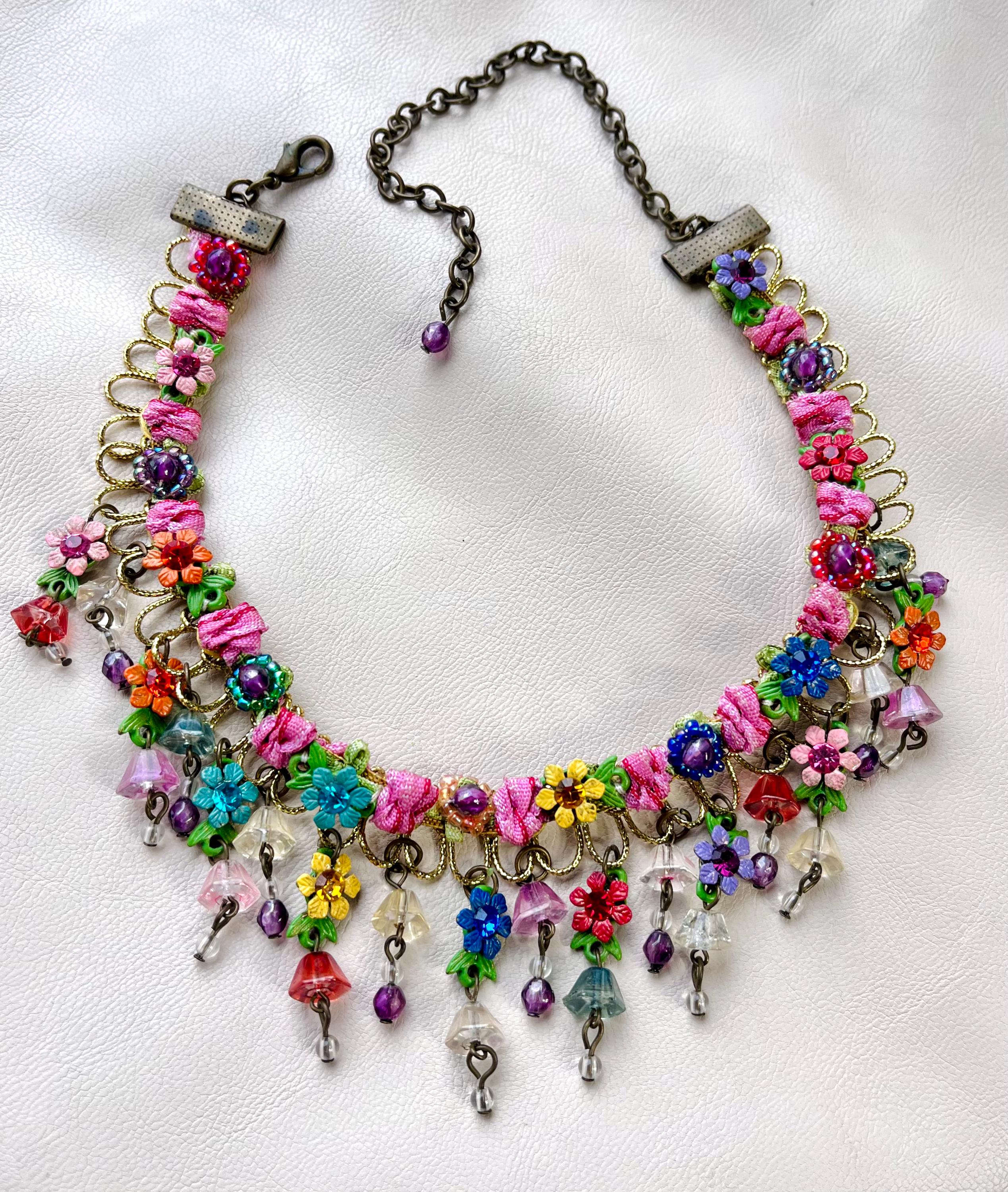 Vintage Michal Negrin Choker Necklace Victorian Inspired Flower
