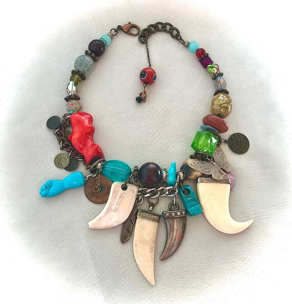 Vintage 90s Multi Charm Statement Necklace Jean Paul Gaultier Replica Designer Fashion Etsy UK