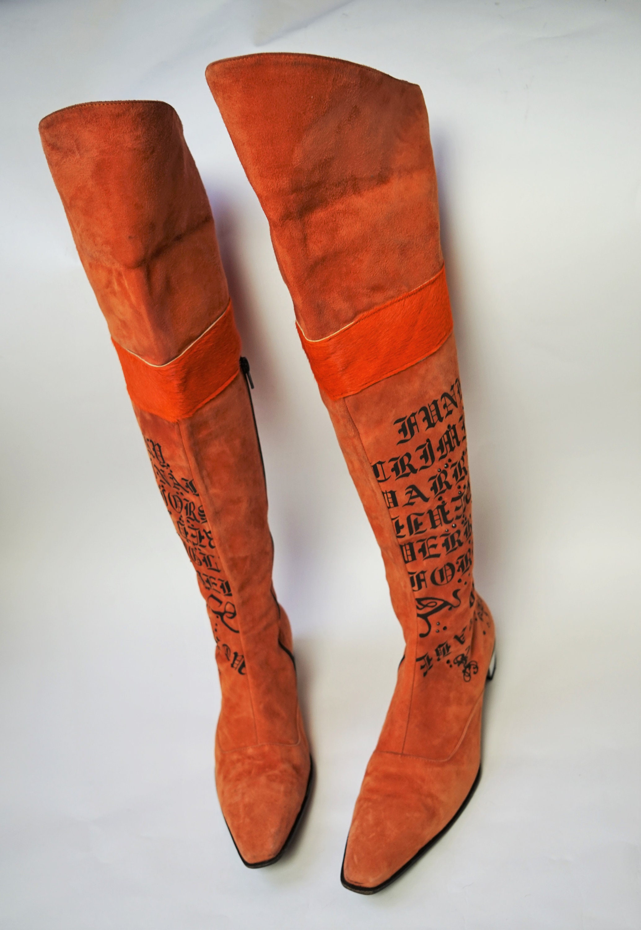 Suede Leather Over Knee Boots Andrea Lattanzi Size Eur40,5 Uk7.5 