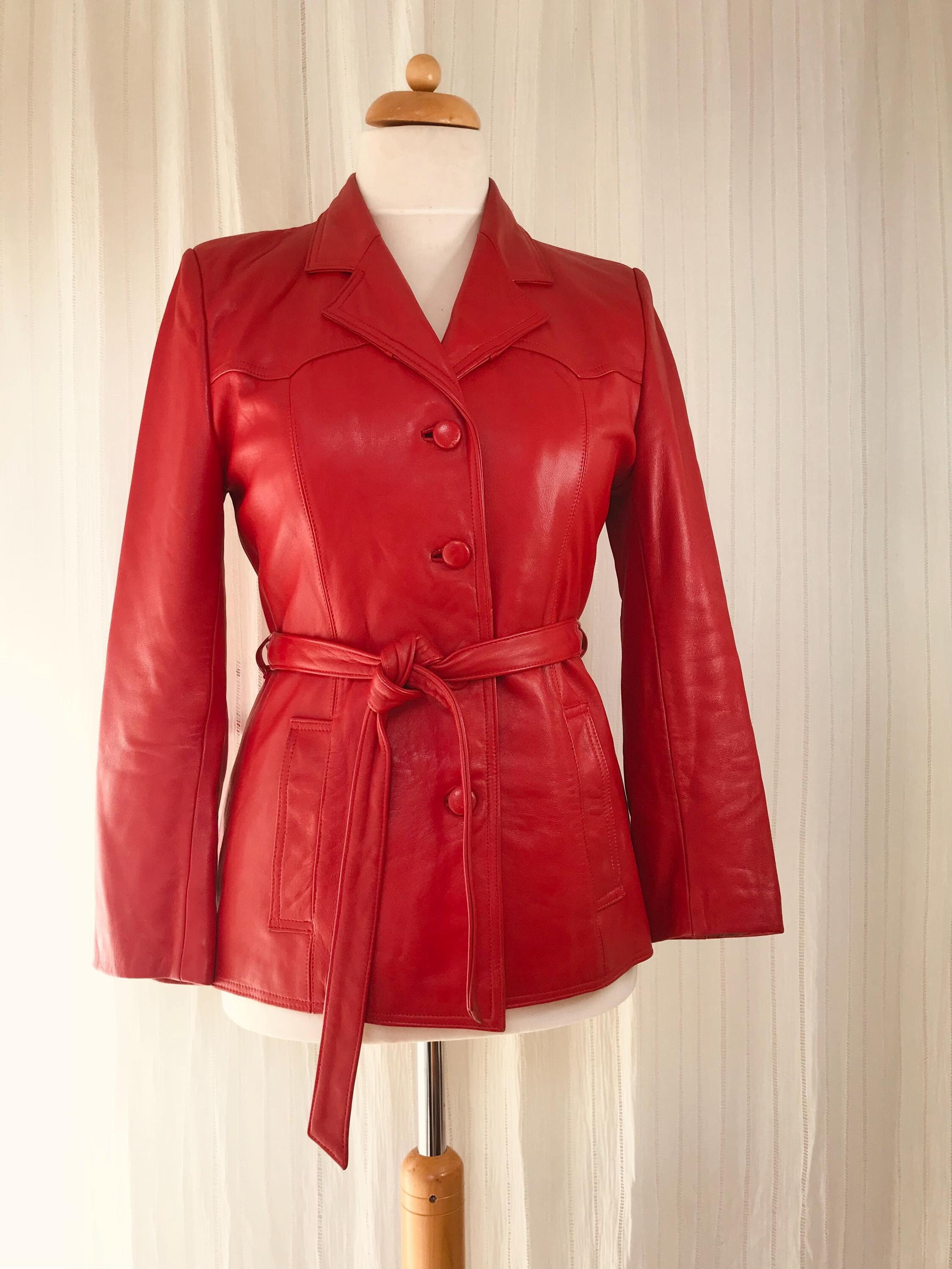 Manteau Veste Courte Femme HabillÃ©e Rouge Blouson En Cuir Rouge
