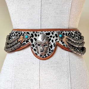 Vintage 80s Gold Jaguar Panther Buckle Belt / Jose Cotel  display picture 2