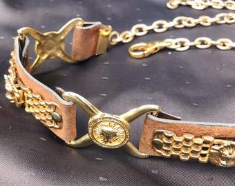​ Vintage 80s/90s White Leather Safari Belt with Gold Panther Cheetah Charms Vintage Leopard Panther Matte Gold Belt, 1980 main image 3