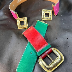 Vintage 80s Louis Feraud green beautiful Belt Louis Feraud | Accessories | Louis Feraud Vintage Leather  main image 2