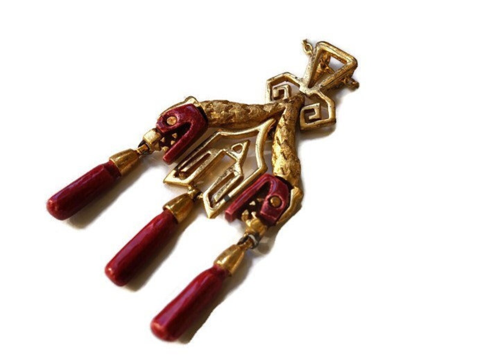 Collier Vintage Céramique Plaqué Or Salvador Teran Mexico - Occasion