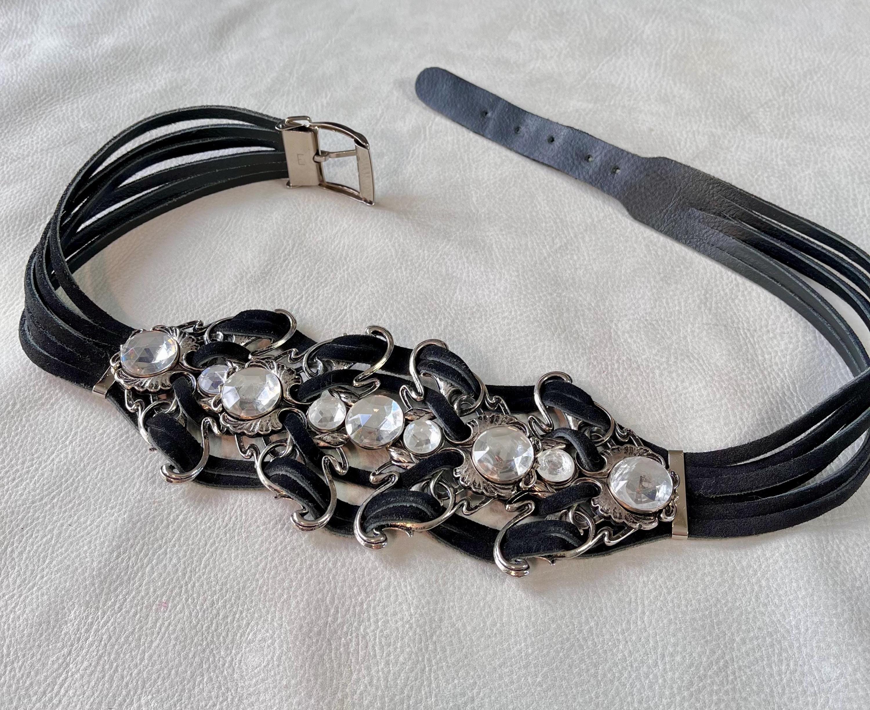Wide Black Suede Cinch Belt L/XL Baroque Pot Metal Hardware Renaissance Festival Vintage Wide Elastique Belt Black Wide Non Leather Belt, 29  main image 2
