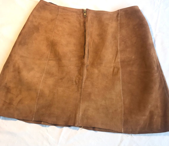 Vintage 1960s Suede Leather Patchwork Mini Skirt … - image 4