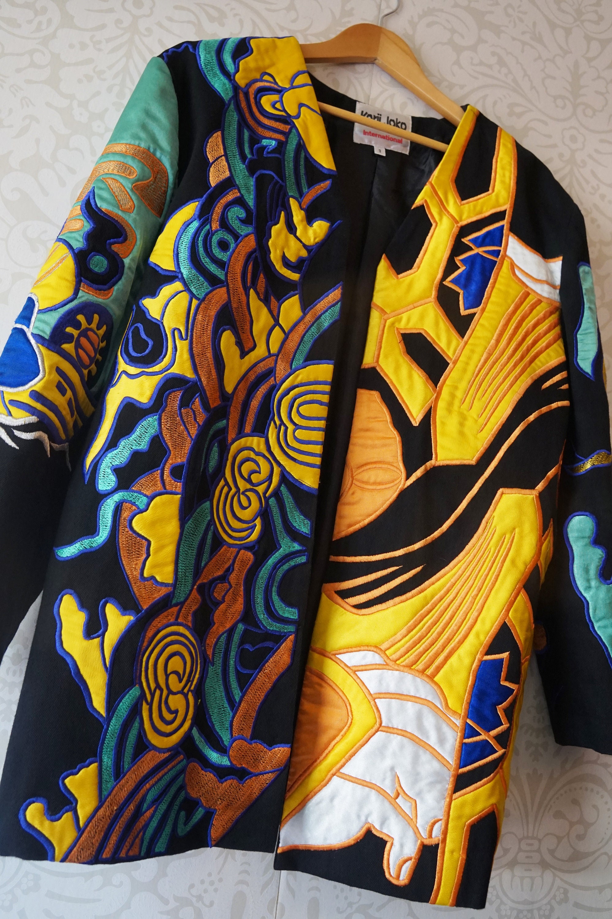 Korii Joko Vintage 80s Abstract Embroidered Jacket Coat Art Korii Joko Vintage 80s Abstract Embroidered Jacket Coat Art