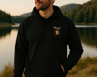 Unisex Premium College Hoodie – Gold Logo Streetwear | by MagicB