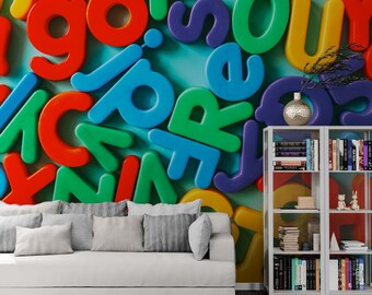 Alphabet Kids Room Wallpaper – Colorful ABC Peel and Stick Mural