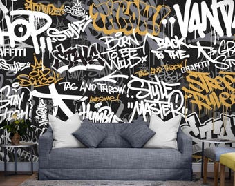 Hip Hop Graffiti Wallpaper Mural, Teenage Room Decor