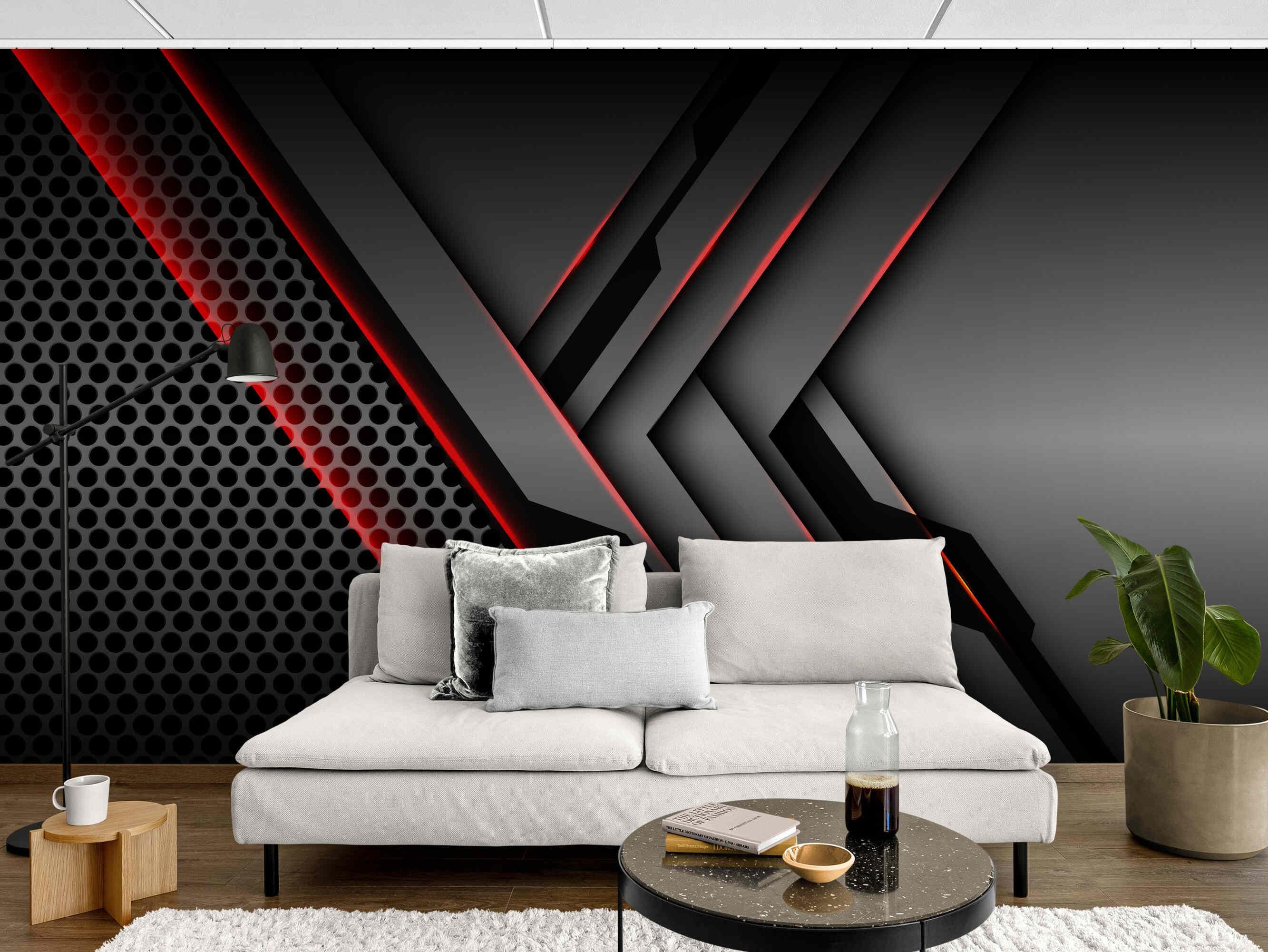 Red and Black 3D Geometric Wallpaper – Modern Wall Mural for Gaming Room,  Peel and Stick Vinyl Accent Wall Art Wall Paper Mural - Etsy, image size:2666x2001