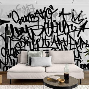 Street Art Peel and Stick Graffiti Wallpaper, Teenagers Wall Decor for Modern Accent Wall covering, Graffiti Wall art Mural Sticker