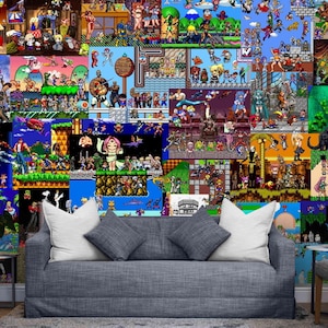 3d Gaming Room Wallpapes for Walls – Games Collage Wallpaper – Peel and Stick Mural - Video Games Art for Kids Room Wall Covering