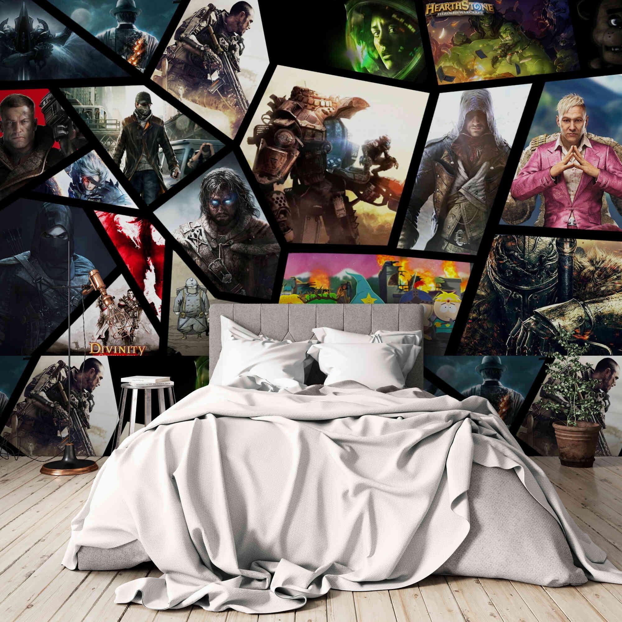 Gaming Collage Wallpaper Mural, Peel and Stick, Gamer Room Decor - Etsy